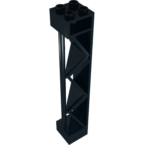 Lego Support 2 x 2 x 10 Girder Triangular Vertical - Type 2 - Open Side Top, 1 Post & 1 Panel / Black