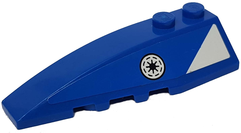 Lego Wedge 6 x 2 Left with White Triangle and SW Republic Pattern (Sticker) - Set 8093 / Blue