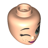 Lego Minidoll Head, Large Olive Green Eyes, Wink, Freckles Print