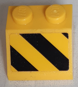 Lego Slope 45 2 x 2 with Black and Yellow Danger Stripes Pattern Model Right Side (Sticker) - Set 60186