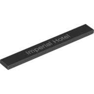 Lego Tile 1 x 8 with 'Imperial Hotel' Print / Black