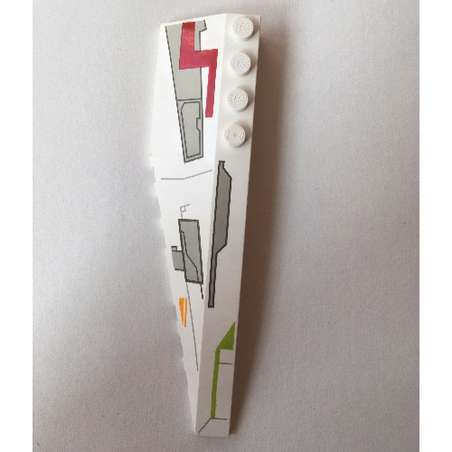 Lego Brick Wedged, Curved 12 x 3 Right with Gray Panels & Lime, Orange, and Dark Red Markings Print