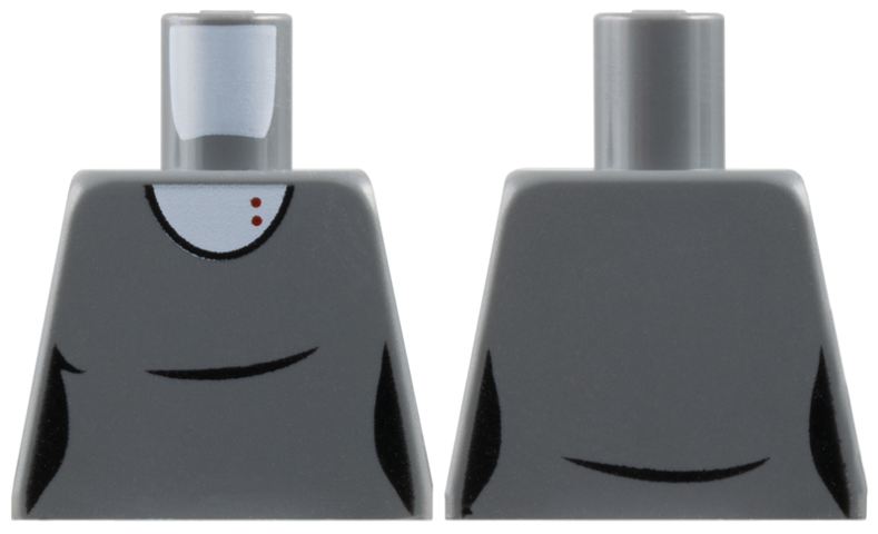 Lego Torso Female Tank Top, White Neck with Red Vampire Bite Pattern / Dark Bluish Gray