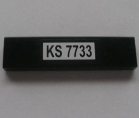 Lego Tile 1 x 4 with 'KS 7733' Pattern (Sticker) - Set 7733 / Black
