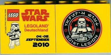 Lego Brick 2 x 4 x 3 with Legoland Deutschland Star Wars 04. - 05. September 2010, 501st Legion Logo on Reverse Pattern