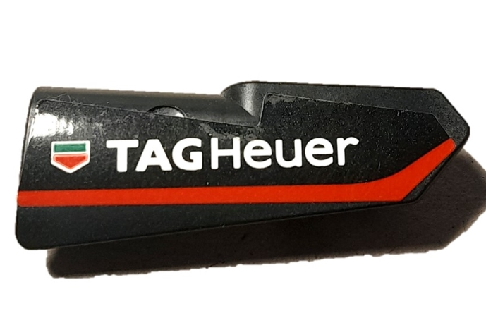 Lego Technic, Panel Fairing #21 Very Small Smooth, Side B with White 'TAG Heuer' and Red Stripe Pattern (Sticker) - Set 42137