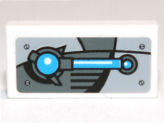 Lego Tile 1 x 2 with Blue and Gray Mechanical Pattern (Sticker) - Set 70003
