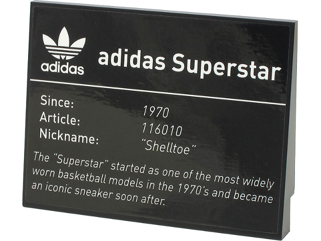 Lego Slope 10 6 x 8 with adidas Superstar Pattern (Sticker) - Set 10282 / Black