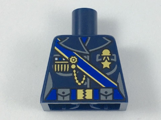 Lego Torso Female Outline Military Uniform with Blue Sash and Belt and Gold Chain and Medals Pattern / Dark Blue