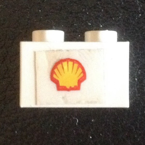Lego Brick 1 x 2 with Small Shell Logo on Transparent Background Pattern (Sticker) - Set 7735