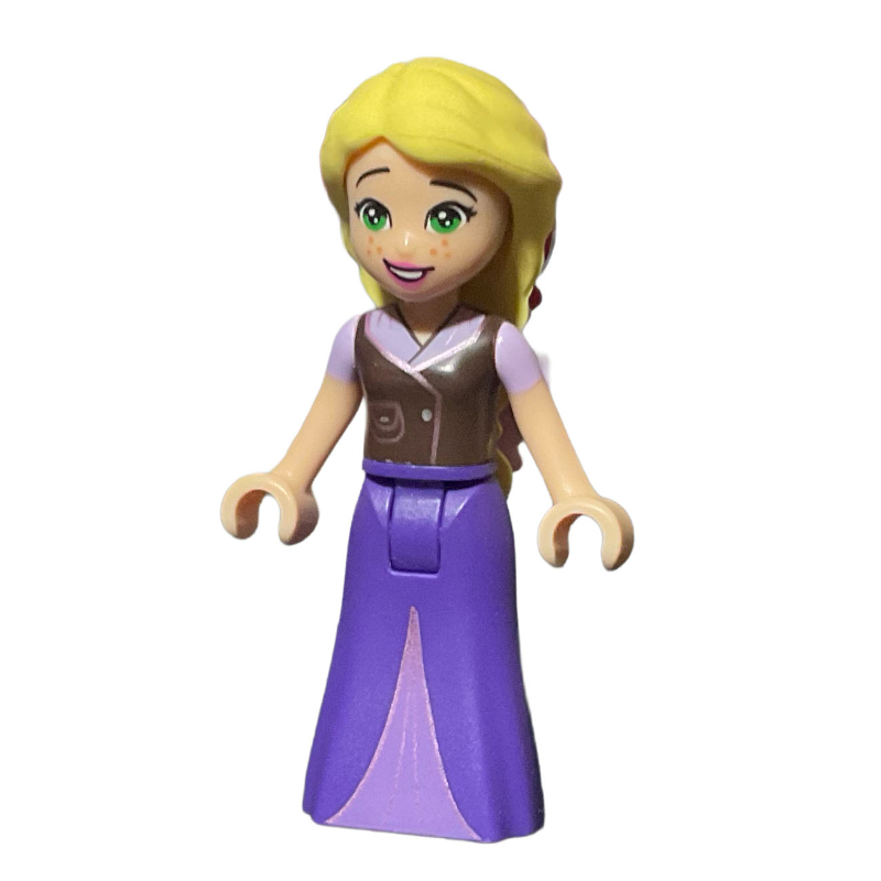 Lego Rapunzel - Dark Brown Top, Dark Purple Dress, Bows in Hair