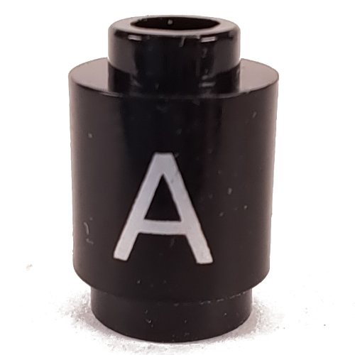 Lego Brick Round 1 x 1 with Letter 'A' Print