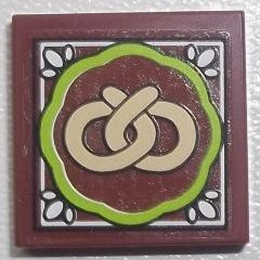 Lego Tile 2 x 2 with Pretzel Pattern (Sticker) - Set 10216 / Reddish Brown