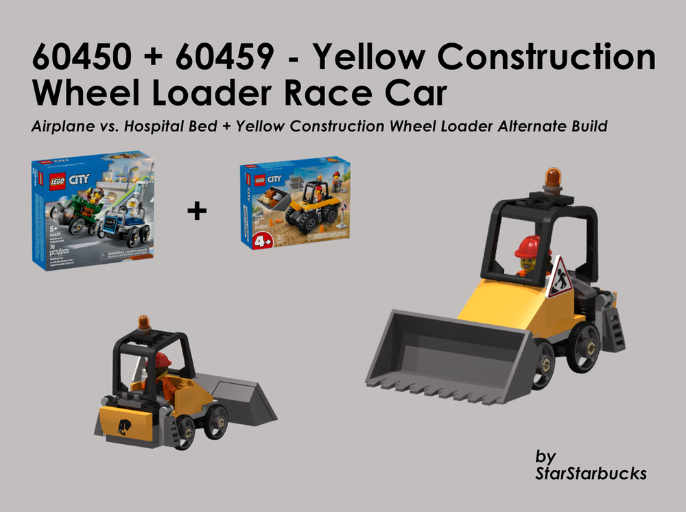 Lego 60450 60459 - Yellow Construction Wheel Loader Race Car