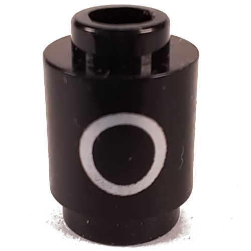 Lego Brick Round 1 x 1 with Letter 'O' Print / Black