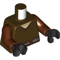 Lego Torso, Jedi Robe, Tan Shirt, Reddish Brown Belt, Silver Lace print, Reddish Brown Arms, Black Hands / Dark Brown