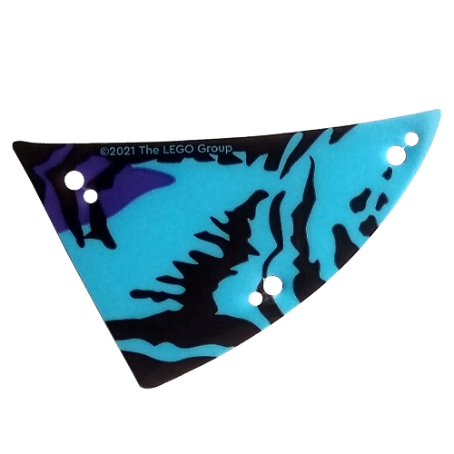 Lego Wing, Left, Banshee, Small, Black and Dark Azure Scales, Dark Purple Trim Print