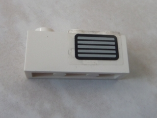 Lego Brick 1 x 3 with Grille Pattern Model Right Side (Sticker) - Set 5561 / White