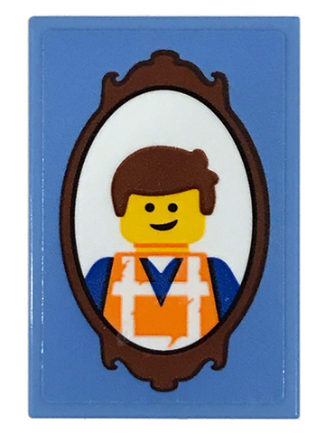 Lego Tile 2 x 3 with Framed Emmet Picture Pattern (Sticker) - Set 70831