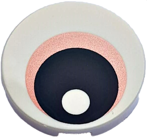 Lego Tile, Round 2 x 2 with Bottom Stud Holder with Eye with Copper Iris and Black Pupil Pattern / White