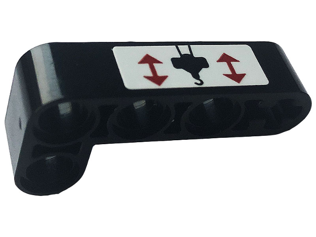 Lego Technic, Liftarm, Modified Bent Thick L-Shape 2 x 4 with Red Arrows and Black Hook Pattern Model Right Side (Sticker) - Set 42108