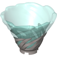 Lego Cone Reverse, Spinner, with Marbled Trans-Light Blue Pattern / Flat Silver
