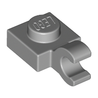 Lego Plate Special 1 x 1 with Clip Horizontal [Thick Open O Clip] / Light Bluish Gray