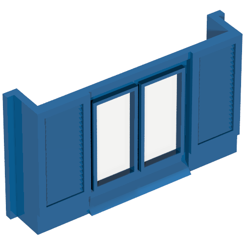 Lego Window 1 x 6 x 3 Shuttered with Glass for Slotted Bricks / Blue