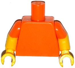 Lego Torso Plain / Yellow Arms with Molded Orange Short Sleeves Pattern / Yellow Hands