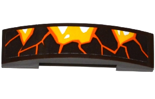 Lego Slope, Curved 4 x 1 x 2/3 Double with Orange Cracks and Lava Pattern Model Right Side (Sticker) - Set 70321