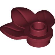 Lego Plant, Plate 1 x 1 Round with 3 Leaves / Dark Red
