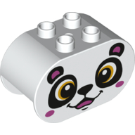 Lego Duplo Brick 2 x 4 x 2 Rounded Ends with Panda Face Print