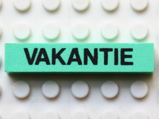 Lego Modulex Tile 1 x 5 with Black 'VAKANTIE' Print, without Internal Supports