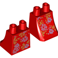 Lego Hips and Legs Under Dress/Robe with Sand Blue and Yellow Flowers / Red