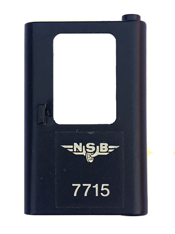 Lego Door 1 x 4 x 5 Train Right, Thin Support at Bottom with Norwegian 'NSB 7715' Pattern (Sticker) - Set 7715 / Black