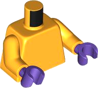 Lego Torso Plain / Bright Light Orange Arms / Dark Purple Hands