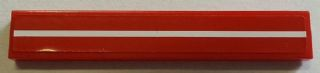 Lego Tile 1 x 6 with White Line on Red Background Pattern (Sticker) - Set 8258
