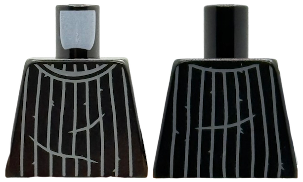 Lego Torso Sweater with Dark Bluish Gray Collar, Folds and Vertical Stripes Pattern / Black
