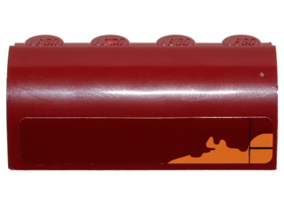 Lego Slope, Curved 2 x 4 x 1 1/3 with 4 Recessed Studs with Irregular Orange Patch Pattern (Sticker) - Set 75099