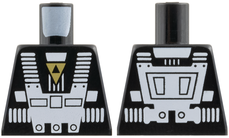 Lego Torso Space White Harness and Chest Panel with Rivets, Gold Blacktron I Logo Pattern / Black