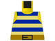 Lego Torso Pirate Tank Top with Blue and White Horizontal Stripes, Dark Orange Belt with Black Buckle Pattern / Yellow