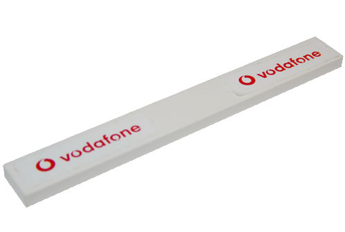 Lego Tile 1 x 8 with Vodafone Logos Pattern (Stickers) - Set 8142-1