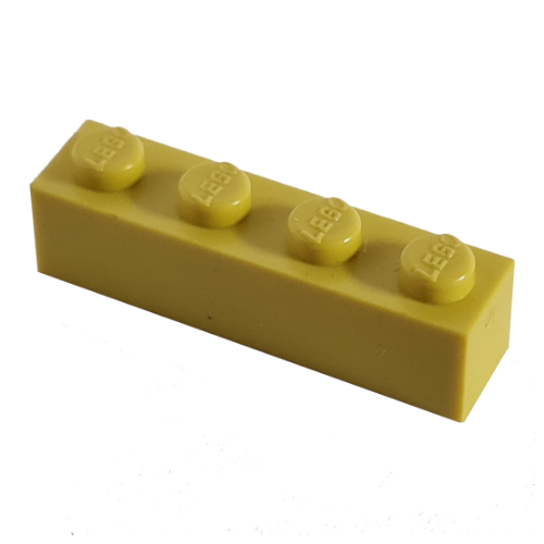 Lego Modulex Brick 1 x 4 with LEGO on Stud / Modulex Lemon
