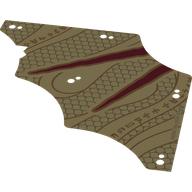 Lego Sail, 13 x 13, Tattered with Dark Red Stripes, Dark Orange Snake Scales, Asian Symbols Print