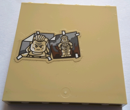 Lego Panel 1 x 6 x 5 with Two Ghostbusters Minifigure Pictures Pattern (Sticker) - Set 75827 / Tan
