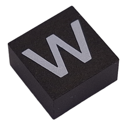 Lego Modulex Tile 2 x 2 with White 'w' Print, without Internal Supports