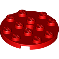 Lego Plate Round 4 x 4 with Pin Hole / Red