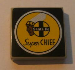 Lego Tile 2 x 2 with Santa Fe Super Chief Logo Pattern (Sticker) - Set 10022/10025