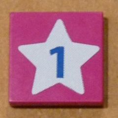 Lego Tile 2 x 2 with Light Blue Star and Blue Number 1 Pattern (Sticker) - Set 5944