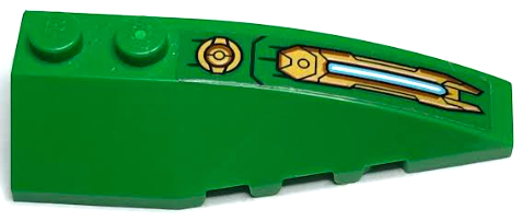 Lego Wedge 6 x 2 Right with Gold Circle and Armor Plate with Light Pattern (Sticker) - Set 71763 / Green
